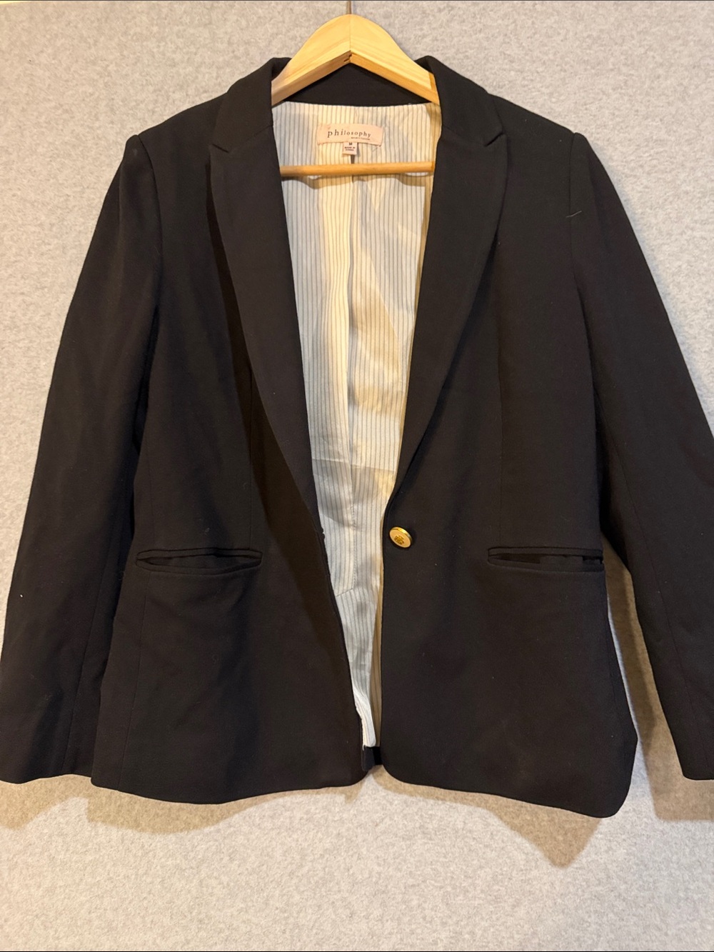 Philosophy black blazer with gold button